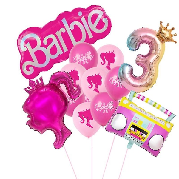 Ny DIY Kawaii Barbie Ballon Børn Piger Drenge 0-9 års fødselsdagsfest Tema Dekoration Børn Baby Aluminium Film Balloner Legetøj (FMY) yin-3