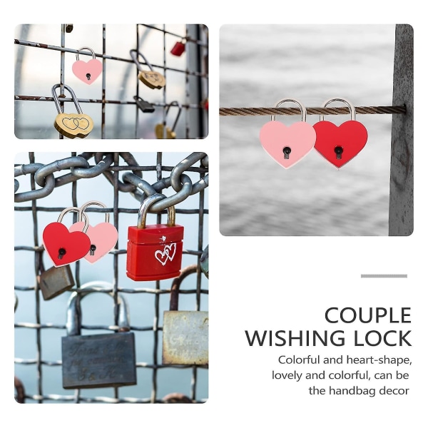 Love Lock Heart Riippulukko 2kpl Metallinen Sydämen muotoinen Riippulukko Mini Lukko Avaimilla Matkalaukkujen Päiväkirja Korut, Elrosa (FMY)