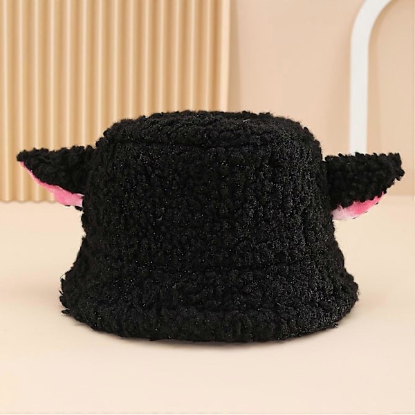 Lammhatt plysch söt fiskarhatt varm basinhatt bucket hat (FMY) White