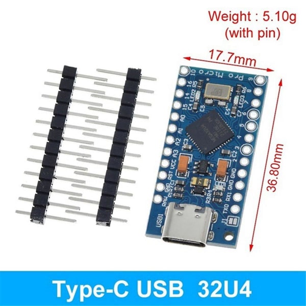 Type-c-grensesnitt Atmega32u4 Self Usb Updater 5v/16m Microcontroller Development Board (FMY)