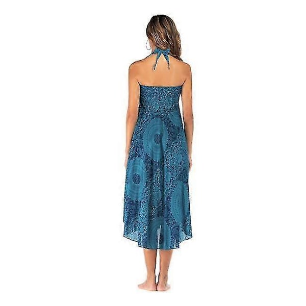 Lång Bohemisk Gypsy Boho Hippie-kjol för kvinnor (FMY) blue