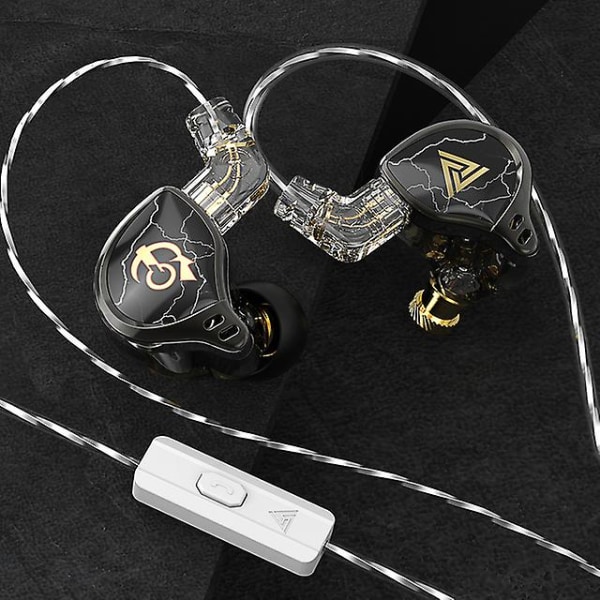 Q X Hbb Trådbundna In-Ear Hifi Iems Hörlurar Monitorer 10mm Titanbelagd Membran Dynamisk Drivrutin Bas Hi-res Ljud Hörlurar  (FMY) QKZ x HBB with MIC