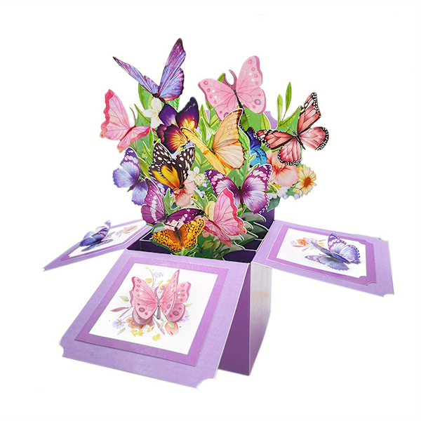 3D Butterfly Pop-Up Greeting with Envelope for Birthdays, Anniversaries, Mother's Day - Handcrafted Floral Paper Bouquet, All-Occasion Surpr  (FMY)