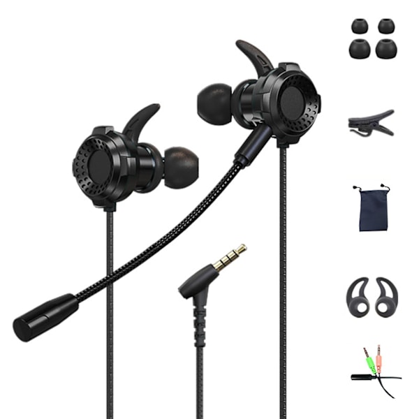 G7 Universal 3,5 mm kablet spillhodetelefon med mikrofon for telefon/datamaskin (FMY) Black Updated Version*