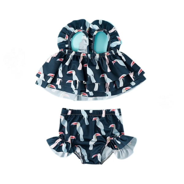 Tyttöjen uimapuku, printed Sling-uimapuku, kaksiosaiset setit --- Black Crow Size 80cm (FMY)