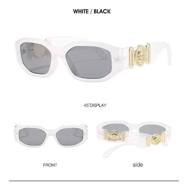 Wekity Trendy Irregular Rectangle Sunglasses Uv Protection Hexagon Horned Rim Thick Fashion Shades (FMY)