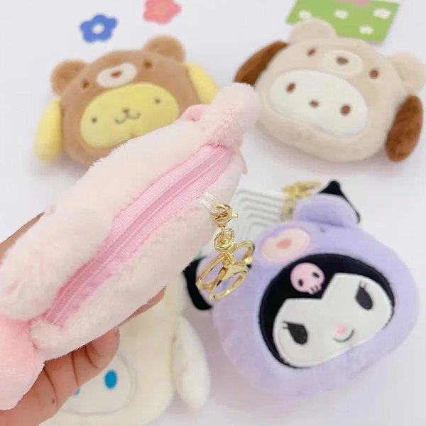Sanrio Kawaii My Melody Kuromi Cinnamoroll Kt Cat Pehmolelu Pehmot Kolikkokukkaro Kuulokkeiden Järjestelylaukku Riipus Avaimenperä Tyttöjen Lahjat (FMY) 4