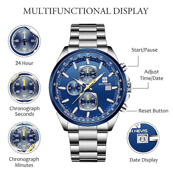 Ben Nevis Three Eyes Six Hands Multifunktionel Herre Quartz Armbåndsur (FMY) Blue