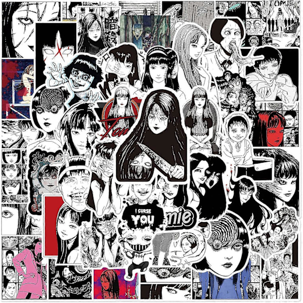 50 stk. Junji Ito Samling Klistermærker - Tomie Uzumaki Gyo Itou Junji Kyoufu Manga Film Klistermærker til Laptop, Vandflasker, Skateboard Horror (FMY)