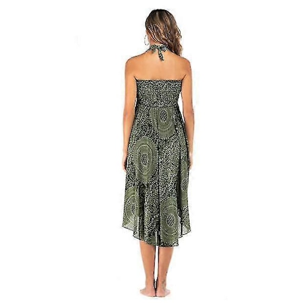 Lång Bohemisk Gypsy Boho Hippie-kjol för kvinnor (FMY) green