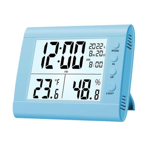 Digital Väckarklocka Hygrometer Lättläst Stor Digital Display Hushåll (FMY) Blue