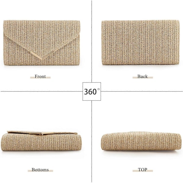 Stråväska Clutch Raffia Rattan Sommarväska Vävda Strandväskor för Kvinnor Bröllop Semester Resa Party 2024 (FMY) Nature