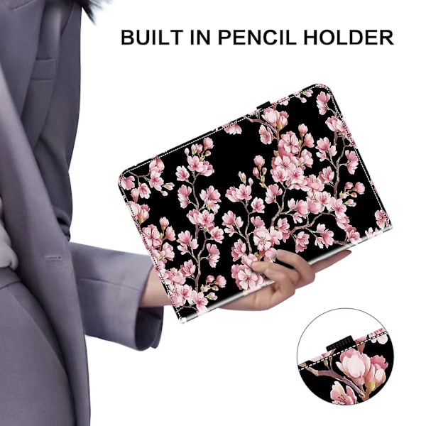 Maltet Cover i Læder med Malet Design til Samsung Galaxy Tab A 9.7 T550 T555 P550 (FMY) Plum Bossom