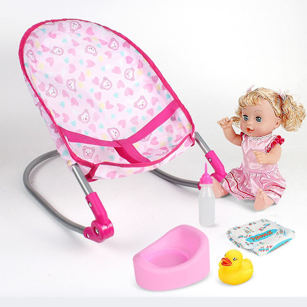 50% Rabatt Babydocka Barnsäng Vagn Matstol Gungstol Gunga För Dockor Barn Vagn Leksak (FMY) dining chair