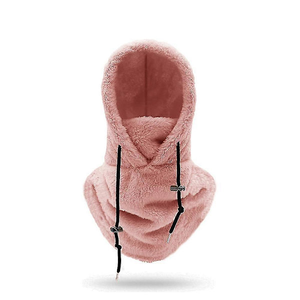 Sherpa Huva Ski Mask Vinter Varm Balaclava Kallt Väder Vindtät Justerbar Fleece Huva Täcka Hatt Mössa Halsduk För Män Kvinnor (FMY) Pink