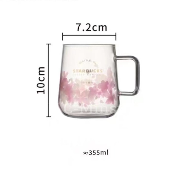 Starbucks Pink Sakura Farve-skiftende Glas Kaffe Kopsæt med Blomstestik (FMY)