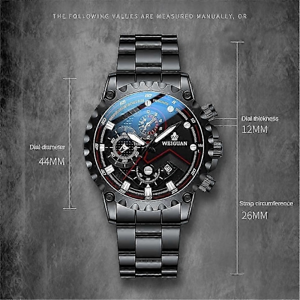 Herre Ur Klassisk Rustfrit Stål Kvarts Lysende Luksus Armbåndsur Vandafvisende (FMY) Black steel with blue backgr