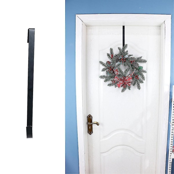 Kransophæng til hoveddøren metal over døren enkeltkrog (FMY) 38Cm Black Hook