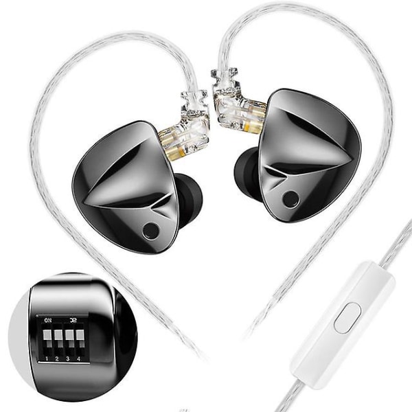 D-fi hörlurar Hifi Bass Earbuds Monitor 4-nivås Tuning Switch Hörlurar Sport Stereo Sound Noise Reduction Headset (FMY) D-Fi Tuning MIC