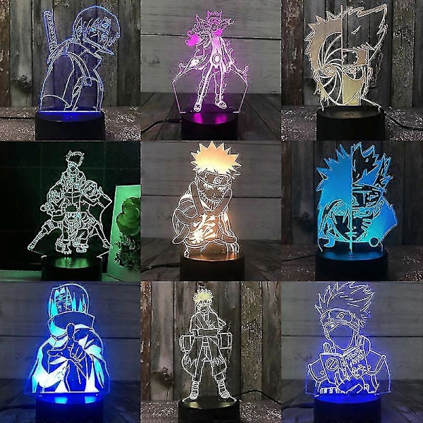 3D natlys Naruto-teamet hvirvel Naruto Sasuke Sakura karakter lysdiode natlys (FMY) D