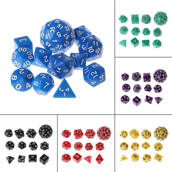 12 stk./sæt Flersidig Polyhedral Terning D4 D6 D8 D10 D12 D20 D24 D30 D60 Dungeons  (FMY) Creamy-white