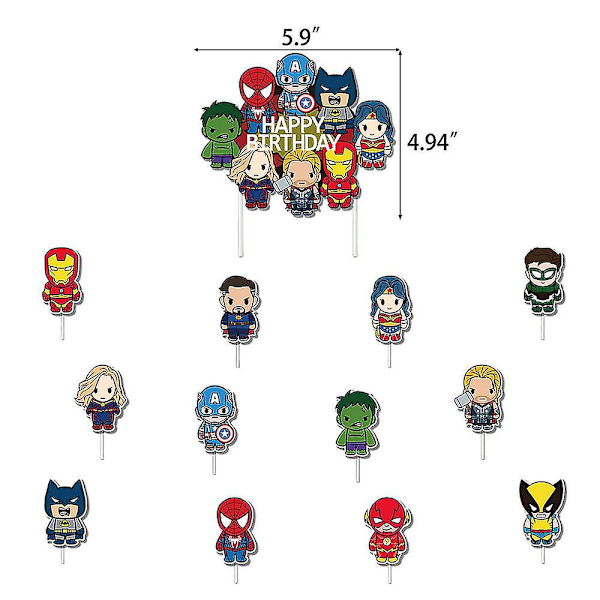 Spider-Man ja Iron Man - Piirretty Super Sankari Teemainen Syntymäpäiväkoristeet Ilmapallot Banneri Kupikakku Kakun Koriste Sarja Juhlatarvikkeet G  (FMY)