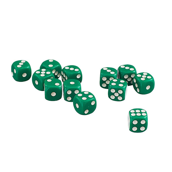 50 kpl 12 mm läpinäkymättömiä D6 kuusisivuisia pisteitä sisältäviä noppasettiä noppapeleihin D&d Rpg Vihreä (FMY)