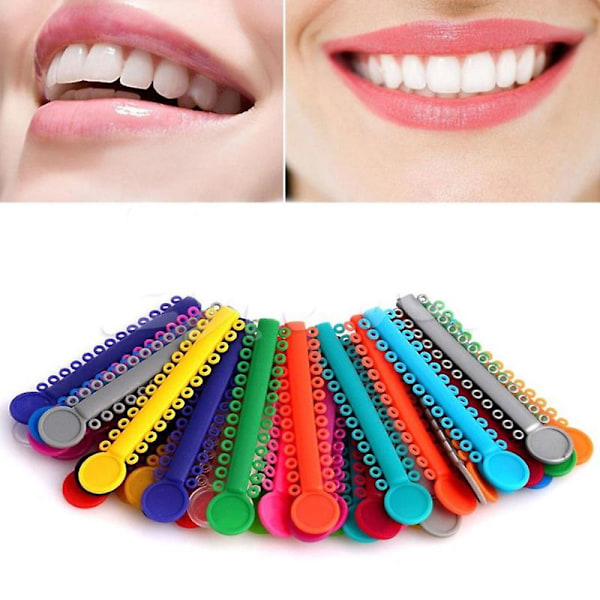 Ortodontiska Ligaturtrådar Flerfärgade Elastiska Gummiband för Tandställningsfästen (FMY) Multicolour