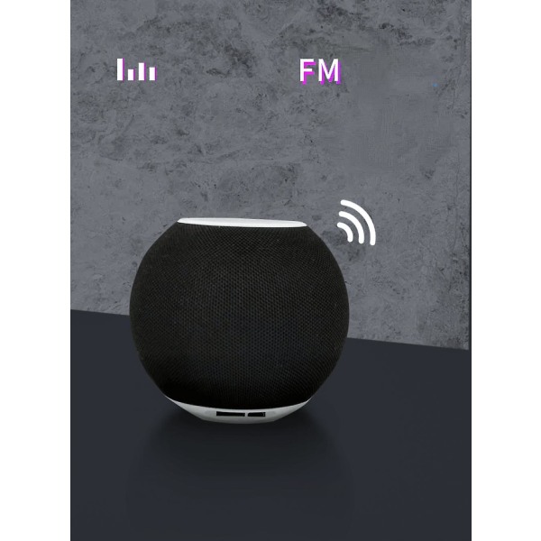 Bærbar trådløs højtaler i stof -360 graders lyd, 100 fods rækkevidde, ægte trådløs stereo, genopladelig. (sort) (FMY)