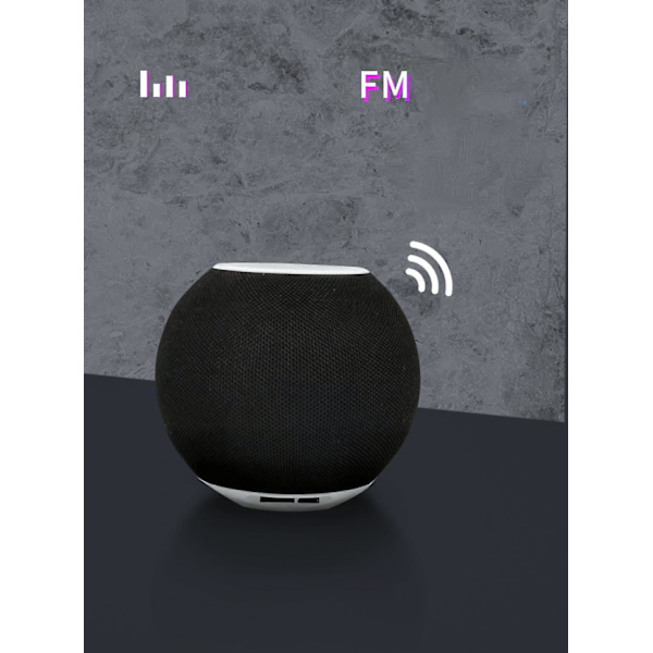 Bærbar trådløs stof-højttaler - 360 graders lyd, 100 fods rækkevidde, ægte trådløs stereo, genopladelig. (sort)  (FMY)