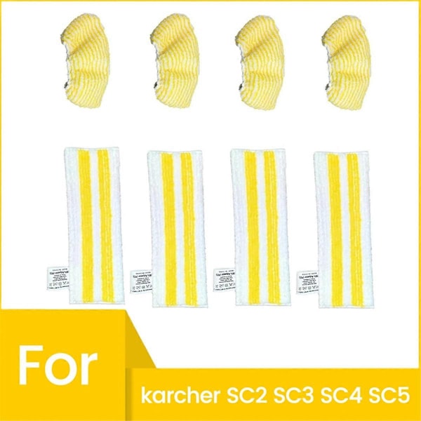8 stk. dampmoppepuder til Karcher SC2 SC3 SC4 SC5 damprenser mikrofiber moppeklud sæt udskiftning P (FMY) As Shown