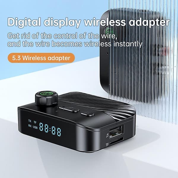 Bluetooth-sender Audio Bluetooth-mottaker Bil TV Datamaskin Trådløs Bluetooth-lydadapter Med Skjermvisning (FMY)