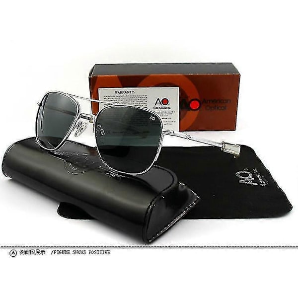 Flygsolglasögon för Män Kvinnor Utomhus Körglasögon Pilot Amerikansk Armé Militär Optiska Ao Solglasögon Glasögon Oculos De Sol  (FMY) sliver-gray Original Box
