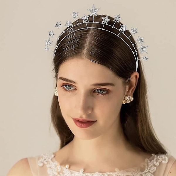 Stjerne Hårbøyler, Stjerne Rhinestone Hårbøyle For Kvinner Jenter, Brude Prinsesse Krystall Tiara Krone Bryllup Hodeplagg (FMY)