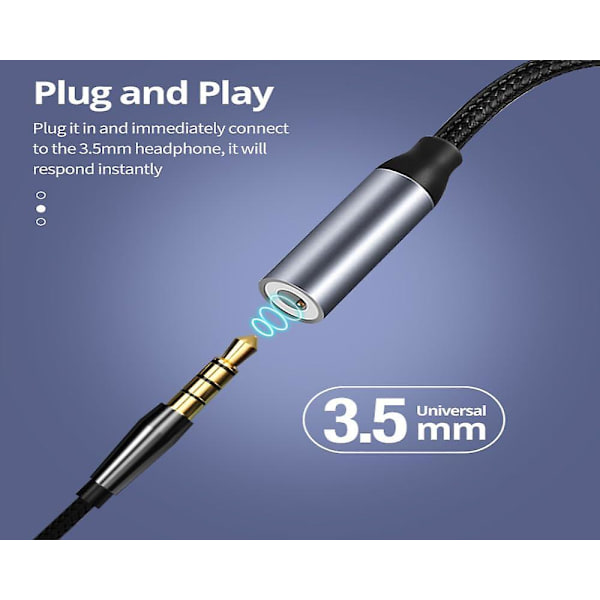 Usb C - 3,5 mm:n ääniliitäntä, tyyppi C - kuulokeliitäntä Aux-sovitin Hi-res Dac -siru kuulokkeiden kaapelimuunnin (FMY)
