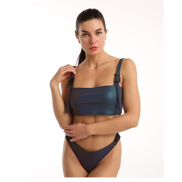 Heijastava set rintaliivit uudet kesäiset naisten kiiltävät hehkuvat uimahousut Rantavaatteet (FMY)