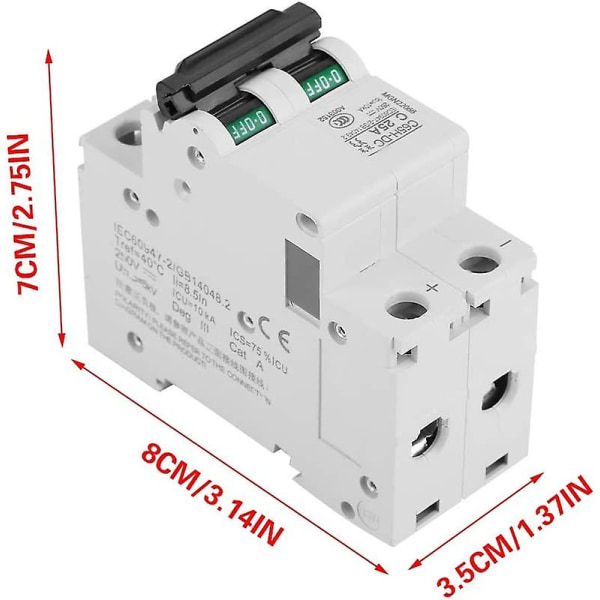 Miniatyrkretsbrytare - DC 250V 2P Lågspännings DC Miniatyrkretsbrytare för sol-, vind- och solhybridpanelnätssystem (storlek: 25A)