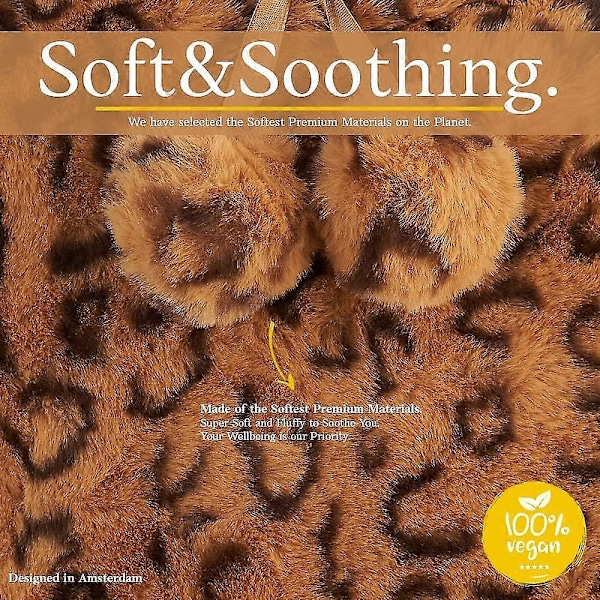 Varmvattenflaska med fluffig, mjuk premium-fuskpälsöverdrag - 2l stor kapacitet, varmvattenpåse för mysiga kvällar (FMY) Dark Brown Animal Print