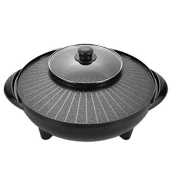 Elektrisk Grill och Varm Gryta 2 i 1 Bärbar Köksutrustning Rund Multifunktionell Koreansk BBQ för Familj Inomhus Picknick Camping Utomhus (FMY) 36cm