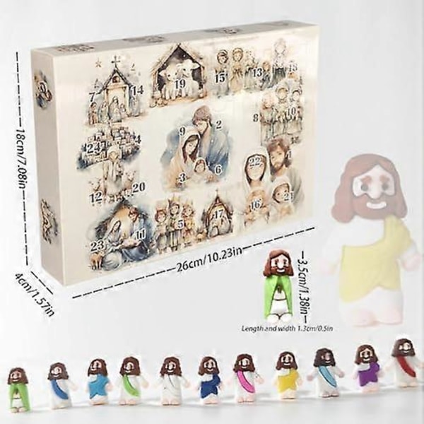 2024 Jesus Adventskalender 24 Mini Figurer Jesus Statyer för Barn Julgåva (FMY) A