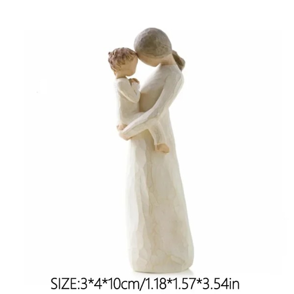Hot Salg Imitation Træ Udskæring Figurer Resin Ornamenter Varm Familie Forældre-barn Skulptur Skrivebord Indretning Hjem Par Dekoration(FMY) D