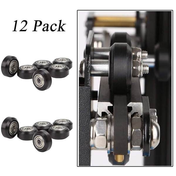 12 st 3D-skrivarmodellrulle V-spår Pom-rulle Plastmodellkullager V-lager Passiv rulle 3D-skrivarrulle, Cr-10, Cr-10s  (FMY)