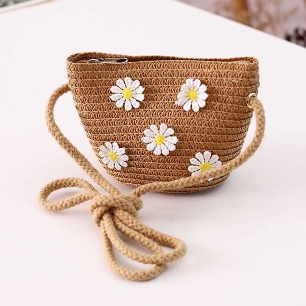 Mdchen Daisy Sonnenhut Strohhut mit Schulter Strohtasche Set Sommer Blume Strandhut Welle Weit Sonnenschutzhut Beanie Mtze fr Kinder Kleinkind Baby