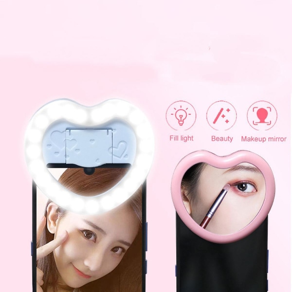 Genopladeligt Justerbart Selfie Ring Light Love Shape Led Fyld Light Til Smart Phone (FMY)