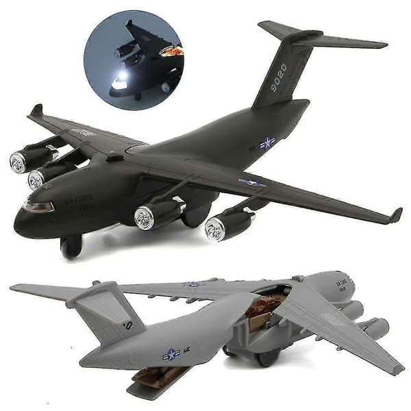 Legeringslyd og lys pullback fly militær model C17 Overlord transportfly jagerfly børnelegetøjsfly (FMY) Ash