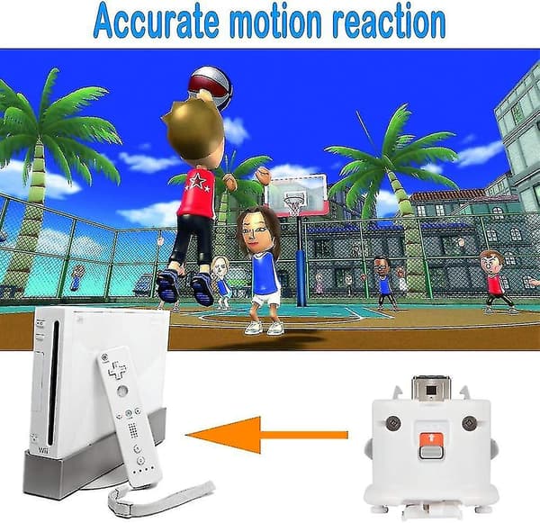 2 Motion Plus Adapter Sensor til Wii Remote Controller, Motion Plus Adapter Accelerator Erstatning til Wii Motion Plus Adapter (FMY) White