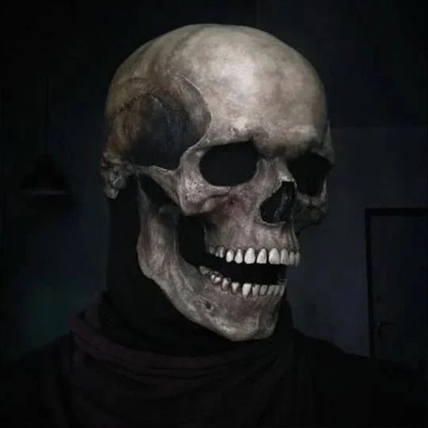 Halloween-kallopäänaamio - Liikkuva leuka - Luuranko-asu - Kauhu - Pelottava (FMY) Dark color