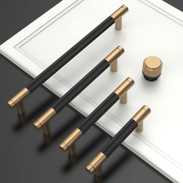 10 delar svart guld köksskåp handtag 96 mm guldlegering möbelhandtag med skruvar, för skrivbord, lådor, skåp, skåp Uk0026 (FMY)