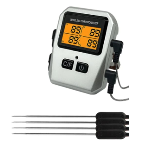 Tuya 100m trådløst kjøttmattermometer Kjøkkenkokeverktøy Stekeovn Grill Grill Bluetooth temperaturmåler (sølv) (FMY)