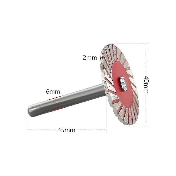 40 mm timanttiterä 6 mm varrella, katkaisulaikka kaiverrukseen ja laattojen, graniitin, marmorin ja keramiikan leikkaamiseen (FMY) Wear-resistant - sharp 10pcs